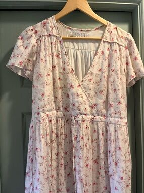 Christy Dawn Cream Wrap Dress with Pink Floral Print